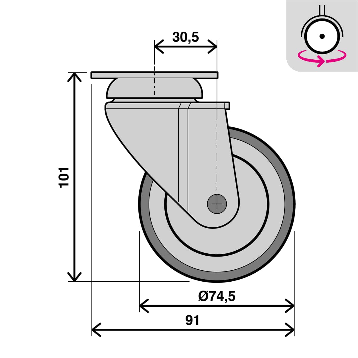 Bricocenter LIGHT WHEEL WITHOUT BRAKE DIAMETER 75MM