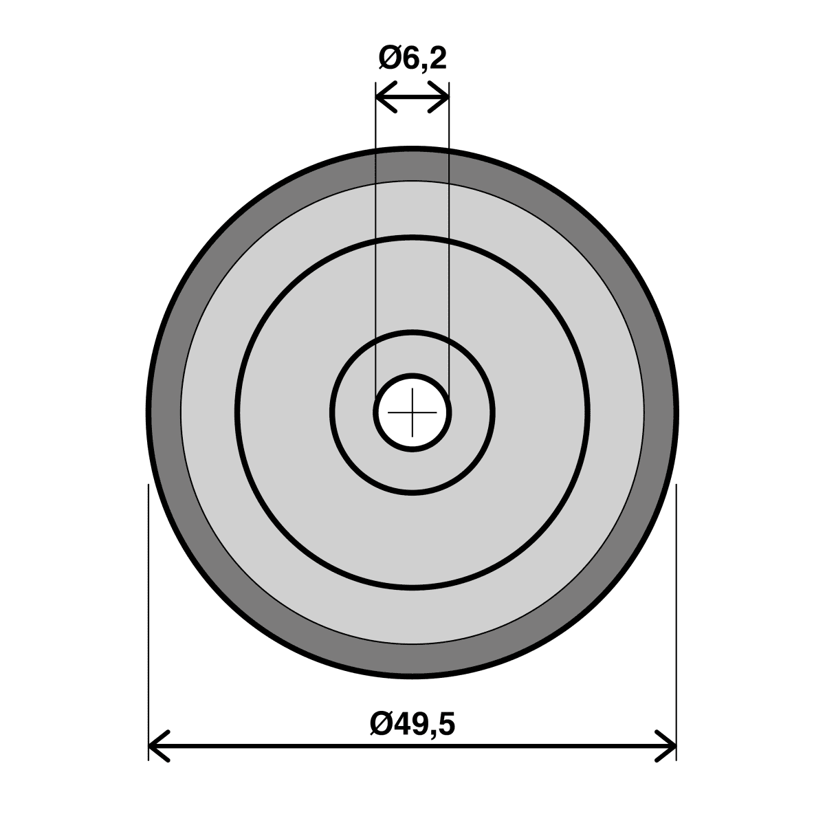BLACK NYLON WHEEL DIAMETER 60 MM LOAD 30 KG