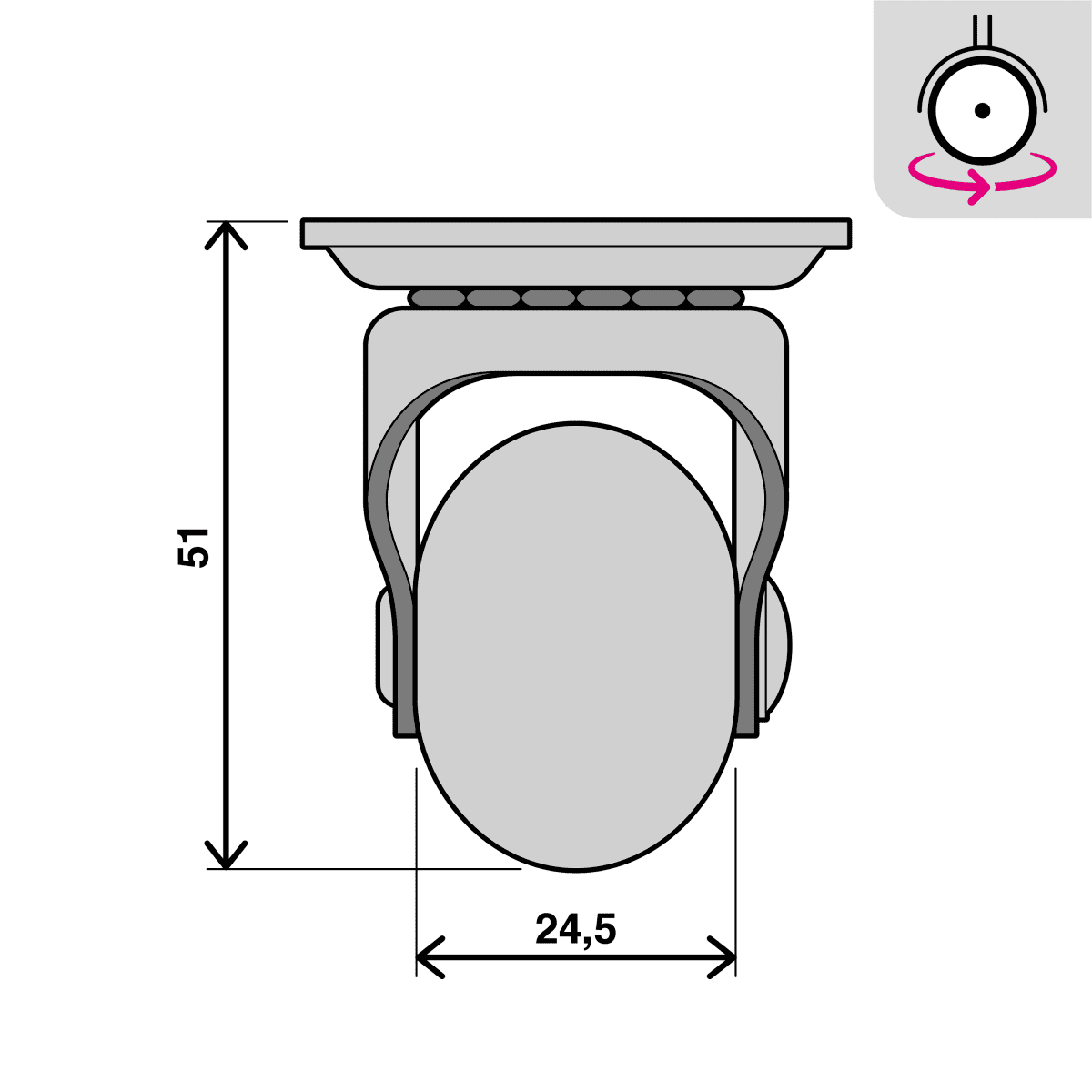 35 MM LIGHT TRANSPARENT WHEEL WITHOUT BRAKE WITH PLATE