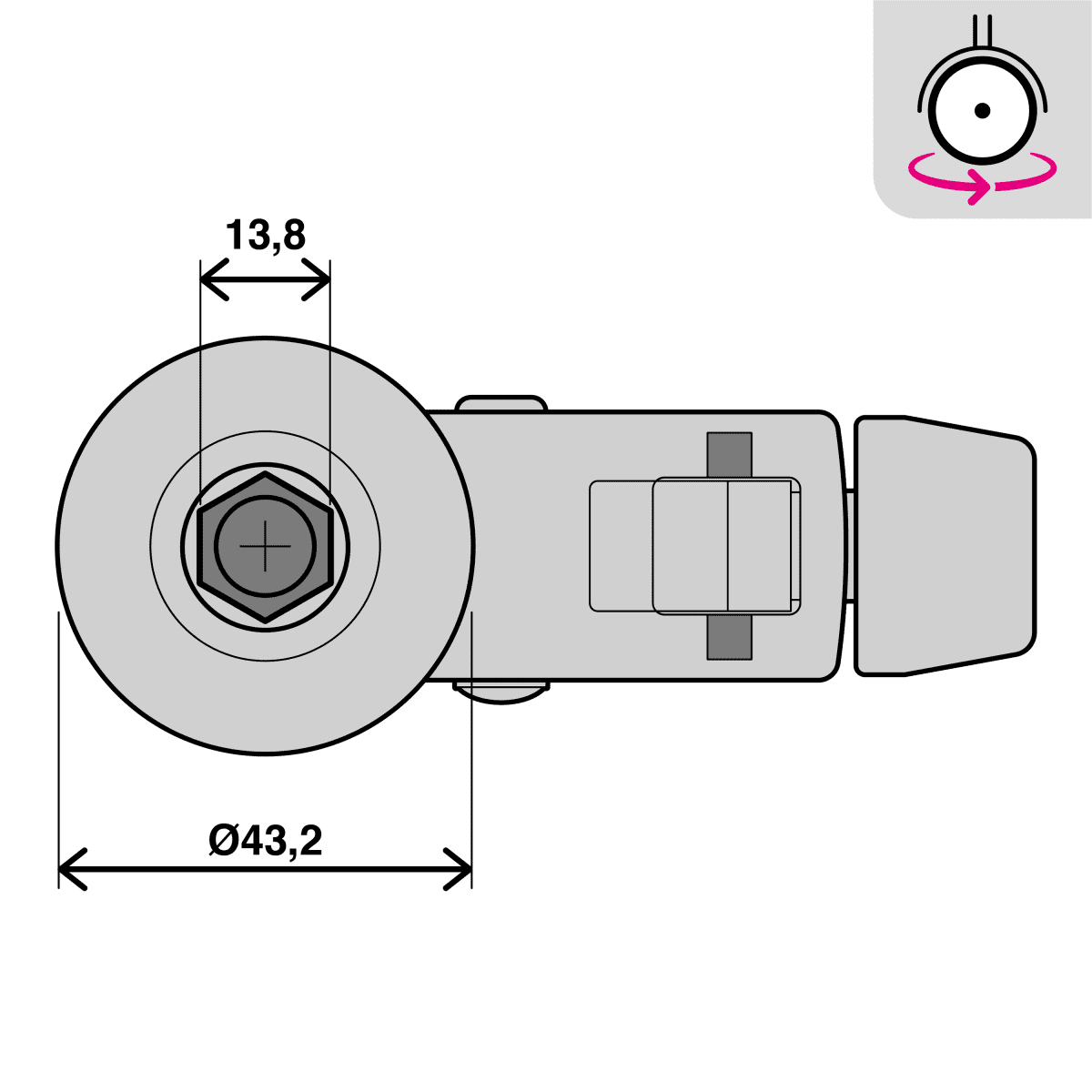 SWIVEL WHEEL WITH BRAKE DIAMETER 50 MM GALVANISED SUPPORT WITH THREADED PIN