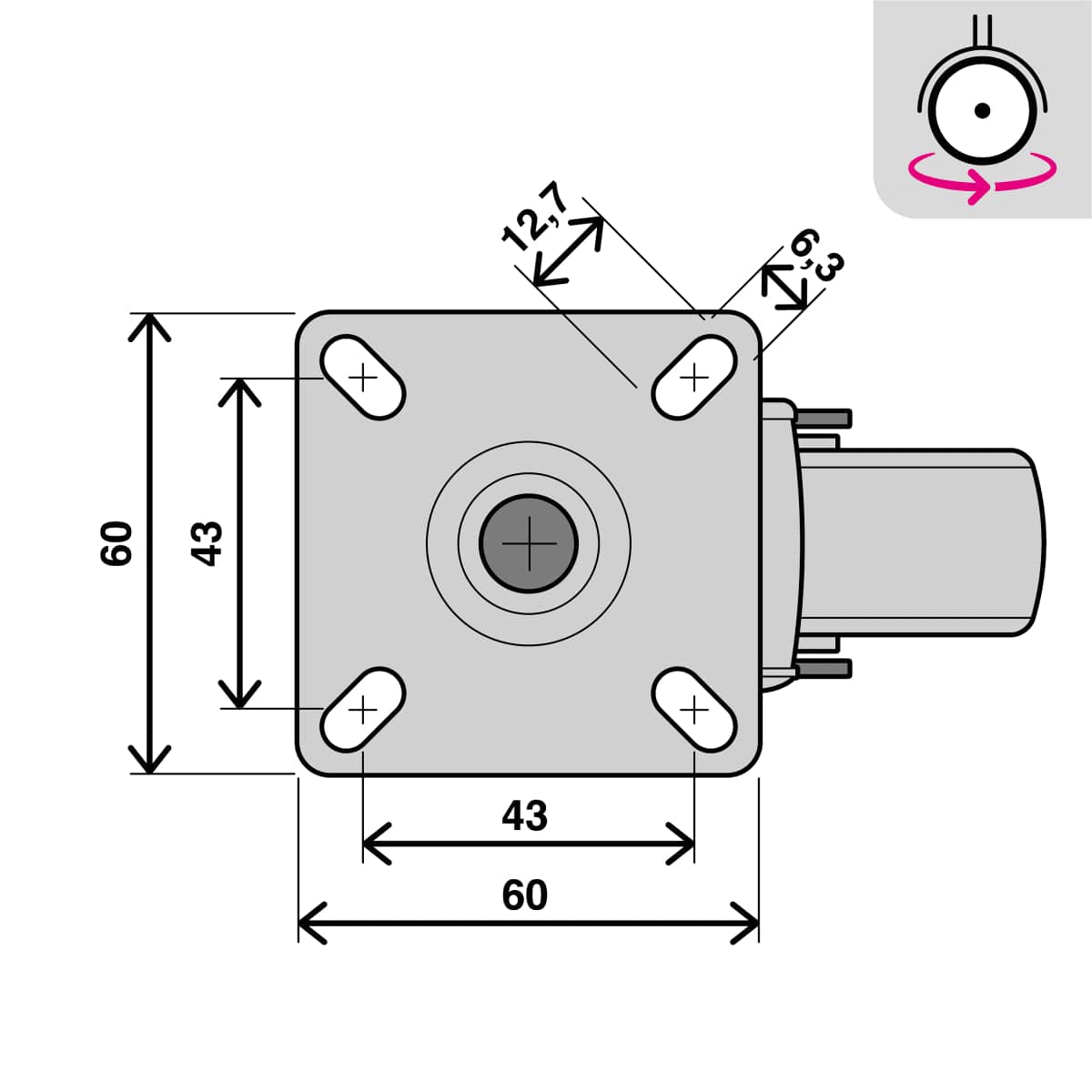 Bricocenter LIGHT WHEEL WITHOUT BRAKE DIAMETER 75MM