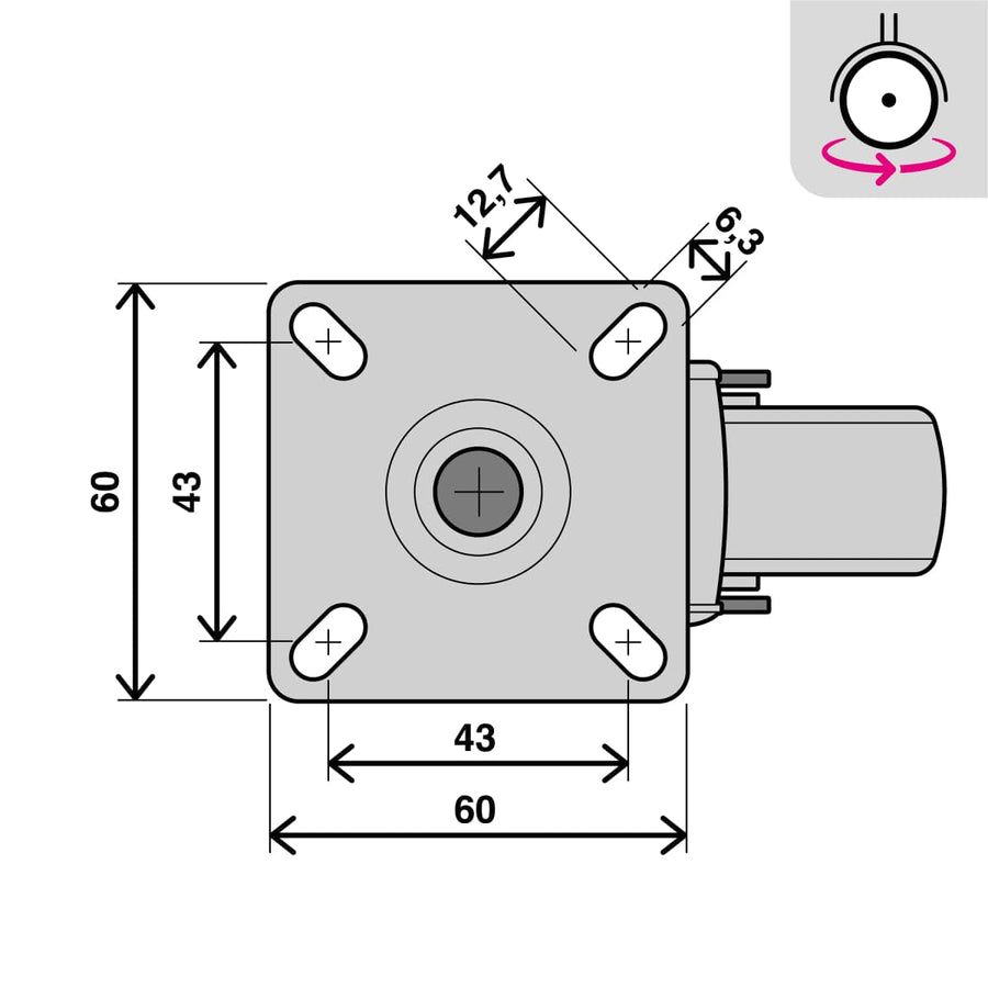 Bricocenter LIGHT WHEEL WITHOUT BRAKE DIAMETER 75MM