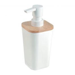 SCANDI SENSEA COUNTERTOP SOAP DISPENSER WHITE PLASTIC WOOD