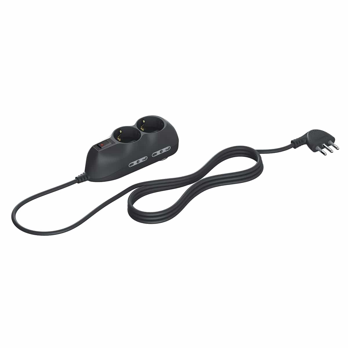 Bricocenter MULTISOCKET PLUG 10A CABLE 1.5MT WITH SWITCH 6 UNIVERSAL SOCKETS BLACK
