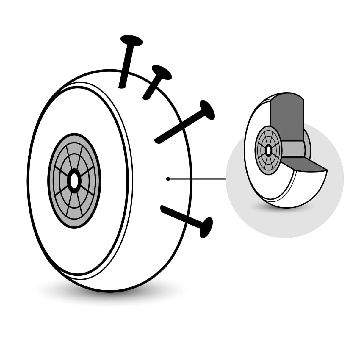 Bricocenter PLASTIC AND SOLID RUBBER ANTI-PUNCTURE WHEEL FOR TROLLEY DIAMETER 260MM, LOAD 175KG