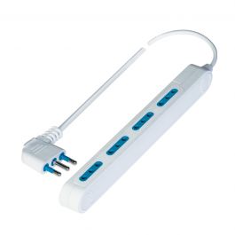 SPACE-SAVING MULTI-SOCKET PLUG 10A 4-WAY CABLE 1,5MT WHITE