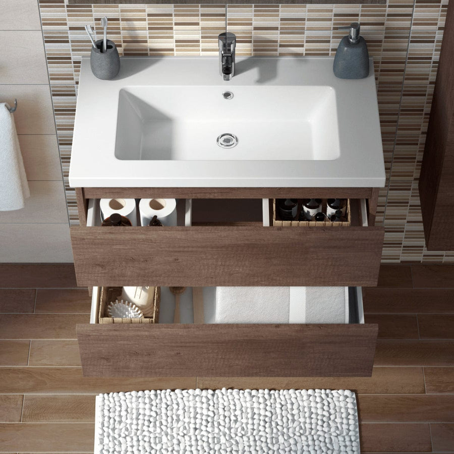 Bricocenter BASE E LAVABO KORA ROVERE SCURO 80 CM