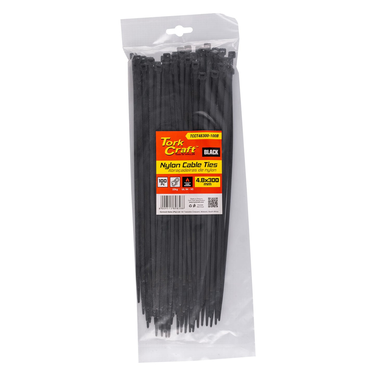 BLACK CABLE TIES 3.7X350MM 100 PIECES
