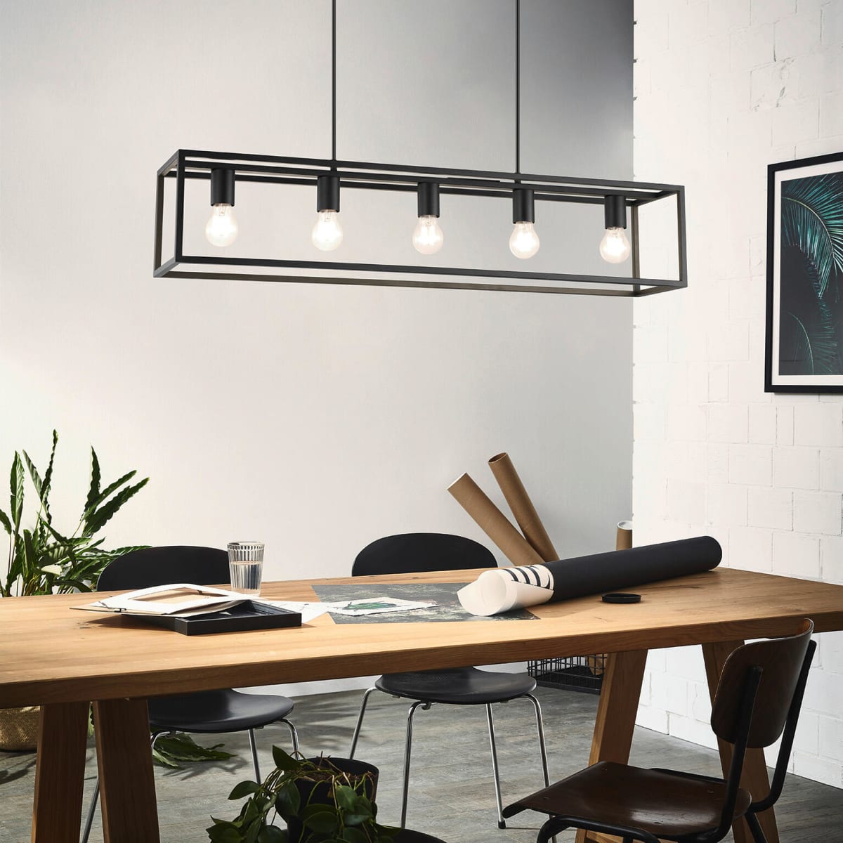 ELDRICK METAL CHANDELIER BLACK L100 CM E27=40W