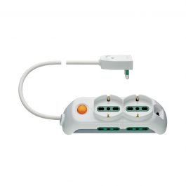 MULTISOCKET 16A PLUG 6 PLACES 2 UNIVERSAL 4 10/16A SWITCH CABLE 3 MT WHITE
