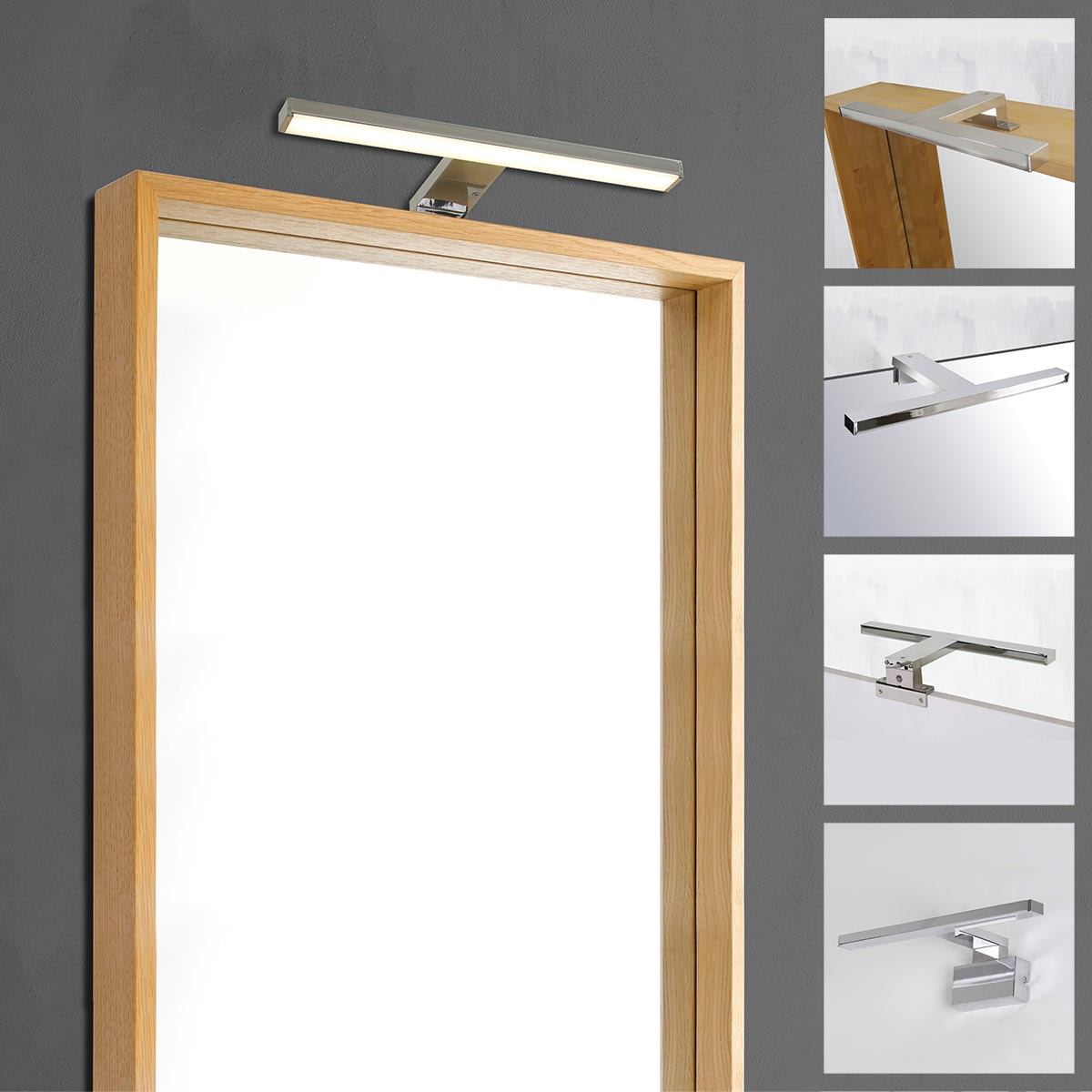 APPLIQUE SPECCHIO SLIM ALLUMINIO SILVER 80 CM LED 7.8W CCT IP44