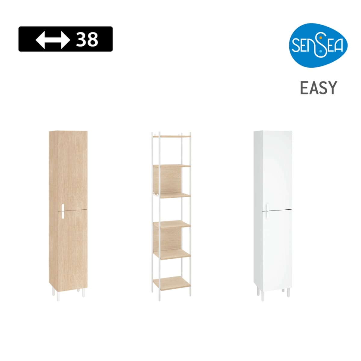 Bricocenter EASY COLUMN 6 SHELVES CM. L38.2XP32XH184 OAK/WHITE WITH FEET