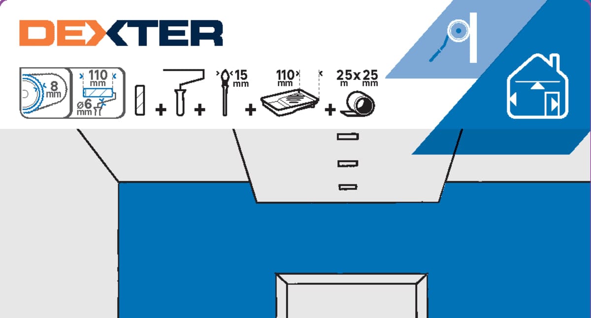 Bricocenter DEXTER MINI ROLLER KIT W/TAPE/BACIN/1PEN