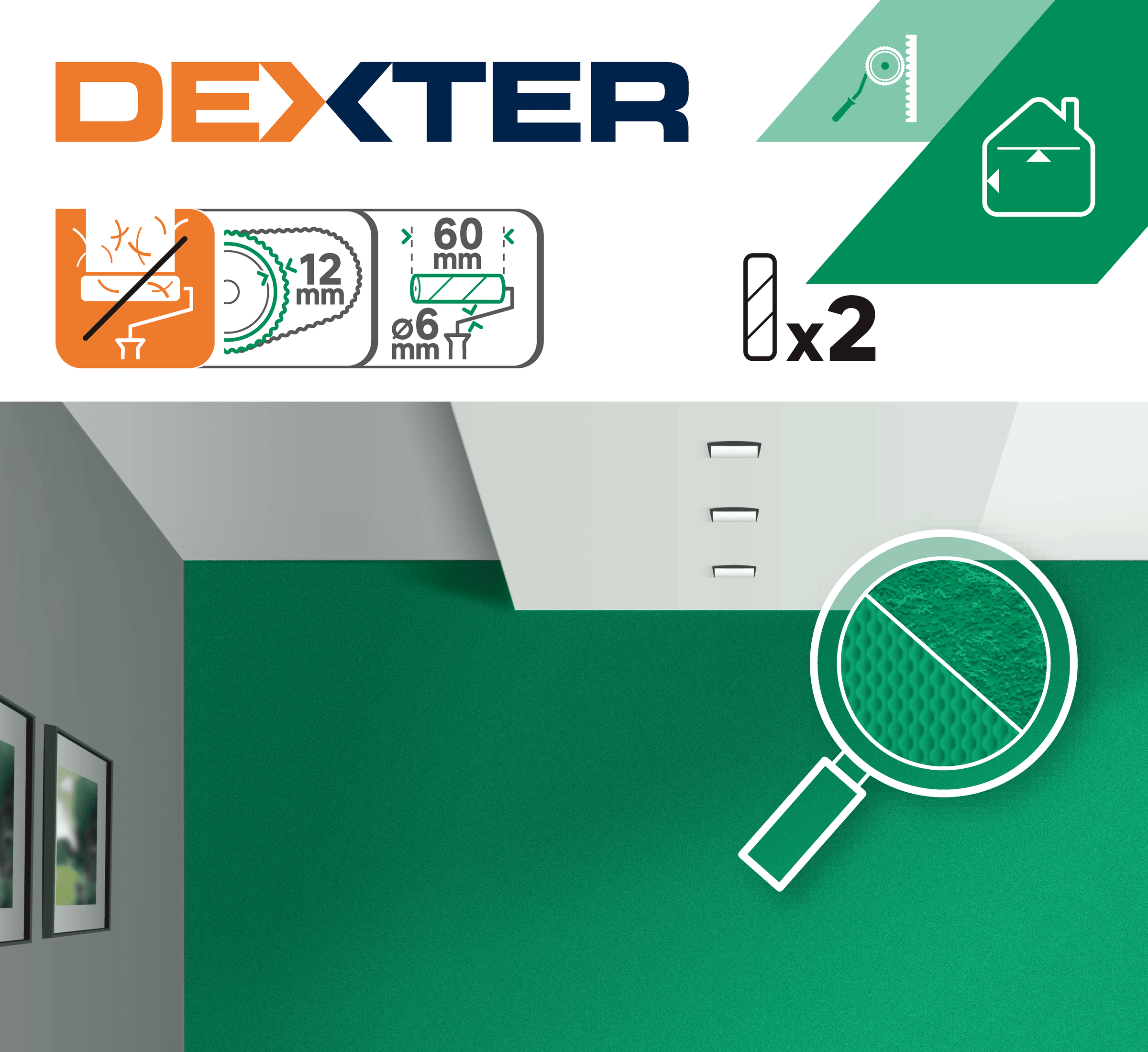 2 LITTLE ROUGH WALL REFILLS 6CM DEXTER