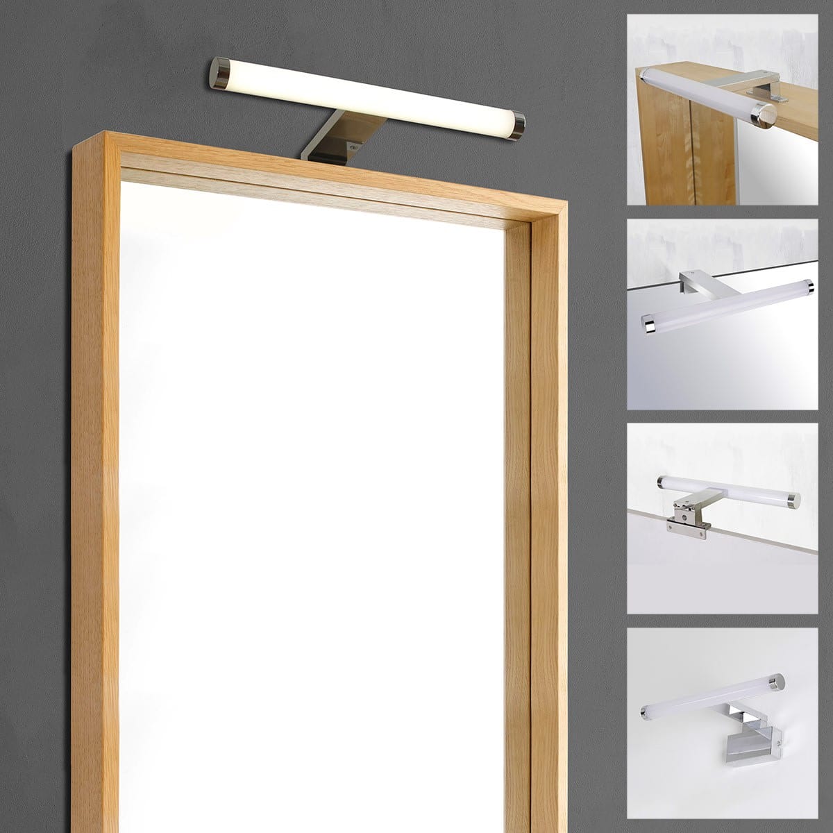 Bricocenter MIRROR WALL LIGHT SOLAR ALUMINIUM SILVER 50 CM LED 7W NATURAL LIGHT IP44