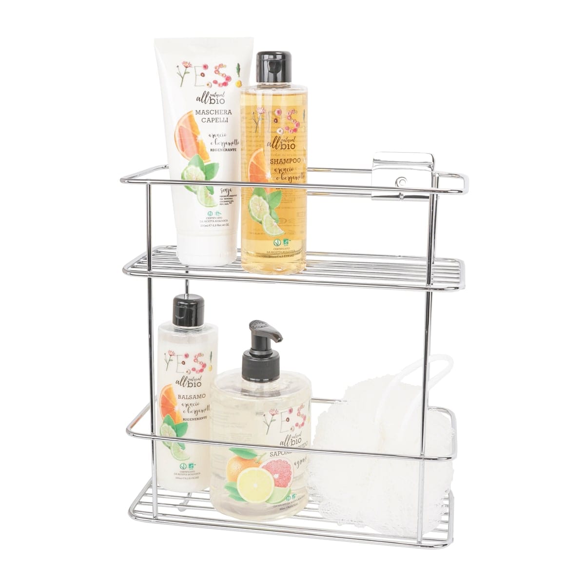 Bricocenter SHOWER BASKET 2 SHELVES GRIP CHROME