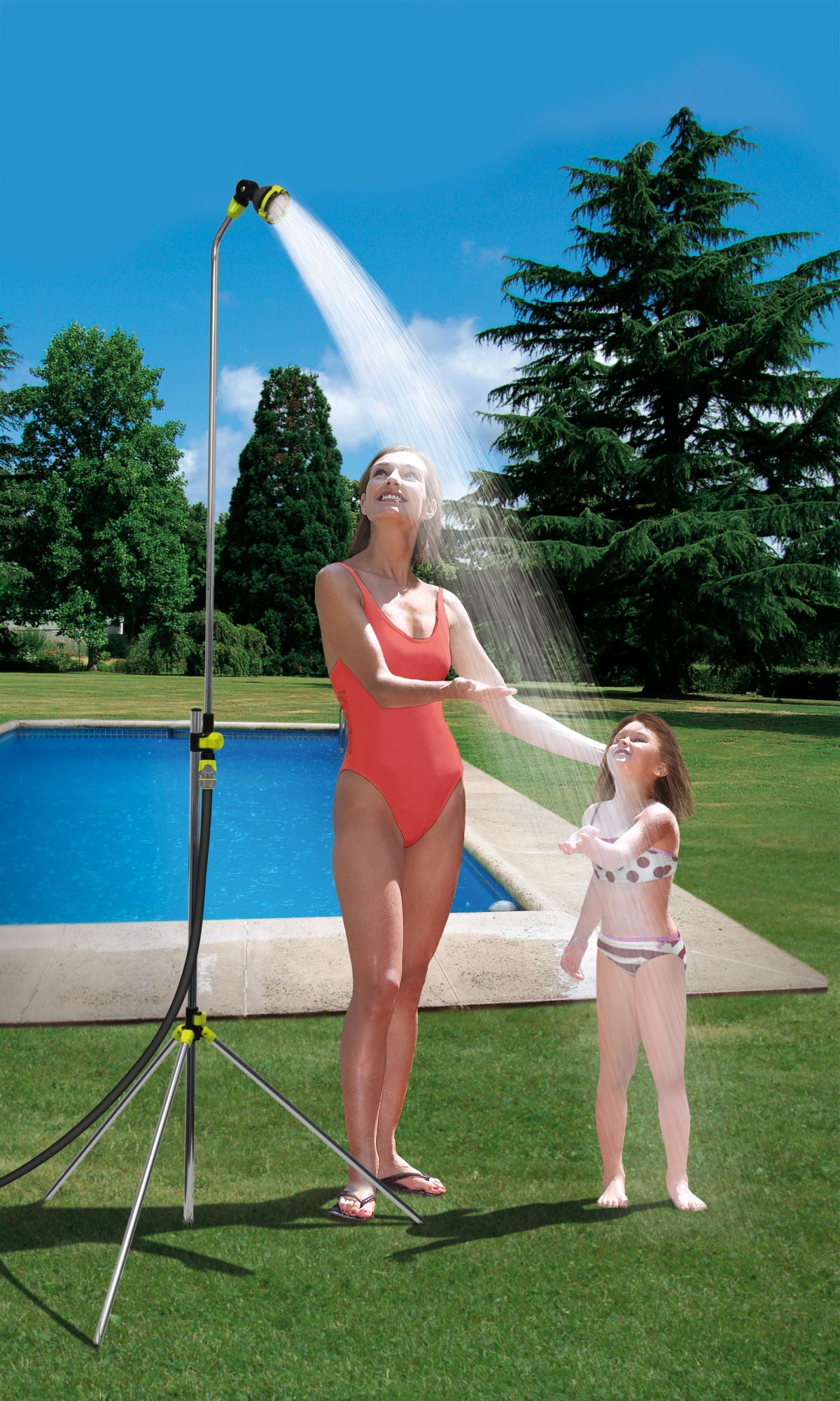 GARDEN SHOWER ON TRIPOD WITH SPRAYER FUNCTION 2.4MT H