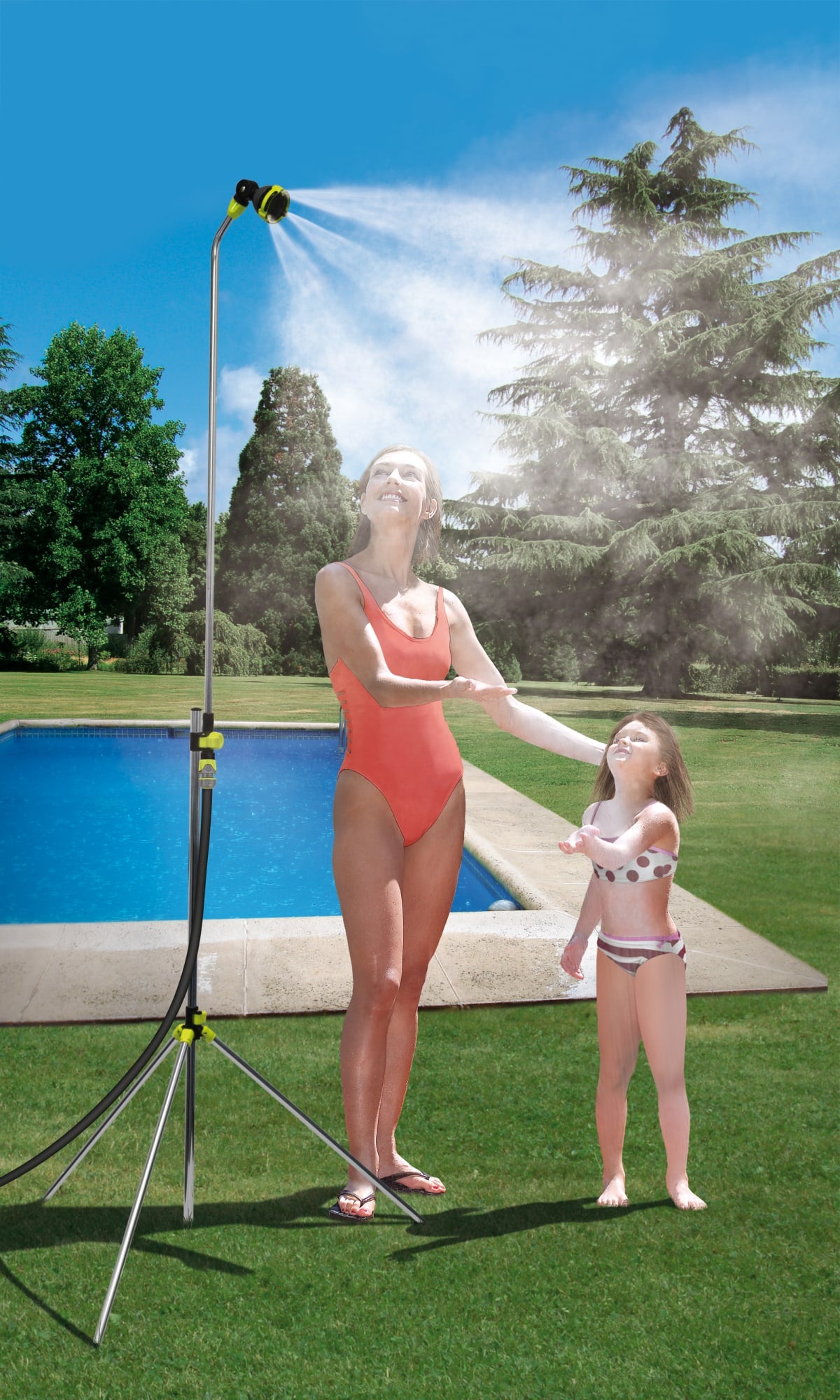 GARDEN SHOWER ON TRIPOD WITH SPRAYER FUNCTION 2.4MT H