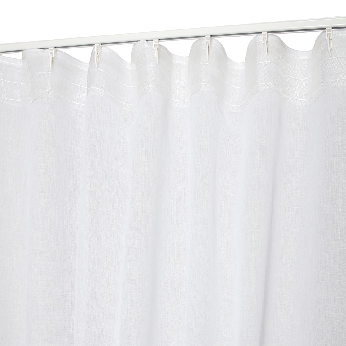 ACCADIA WHITE FILTER CURTAIN 140X280 WEBBING AND CONCEALED HANGING LOOP