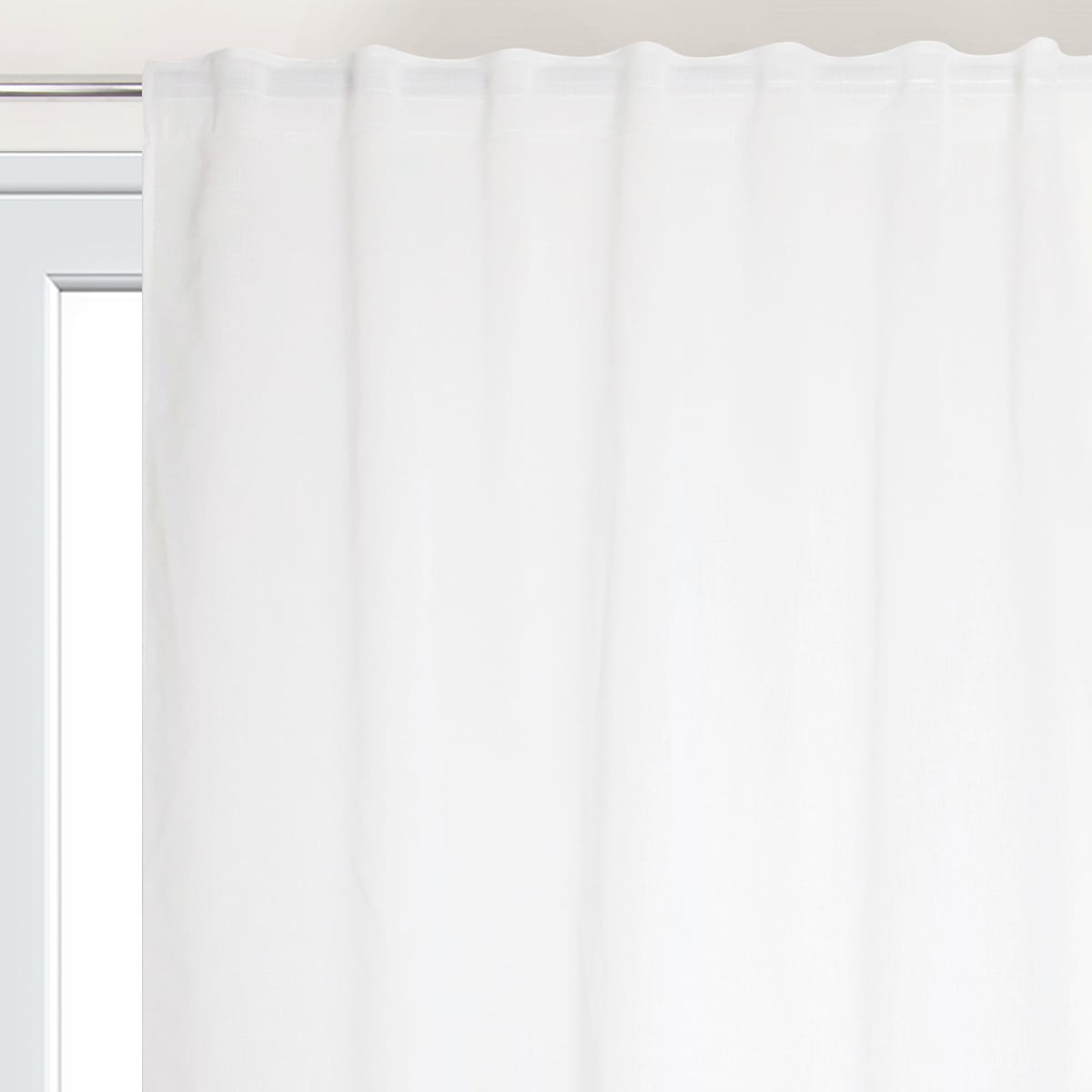 ACCADIA WHITE FILTER CURTAIN 140X280 WEBBING AND CONCEALED HANGING LOOP