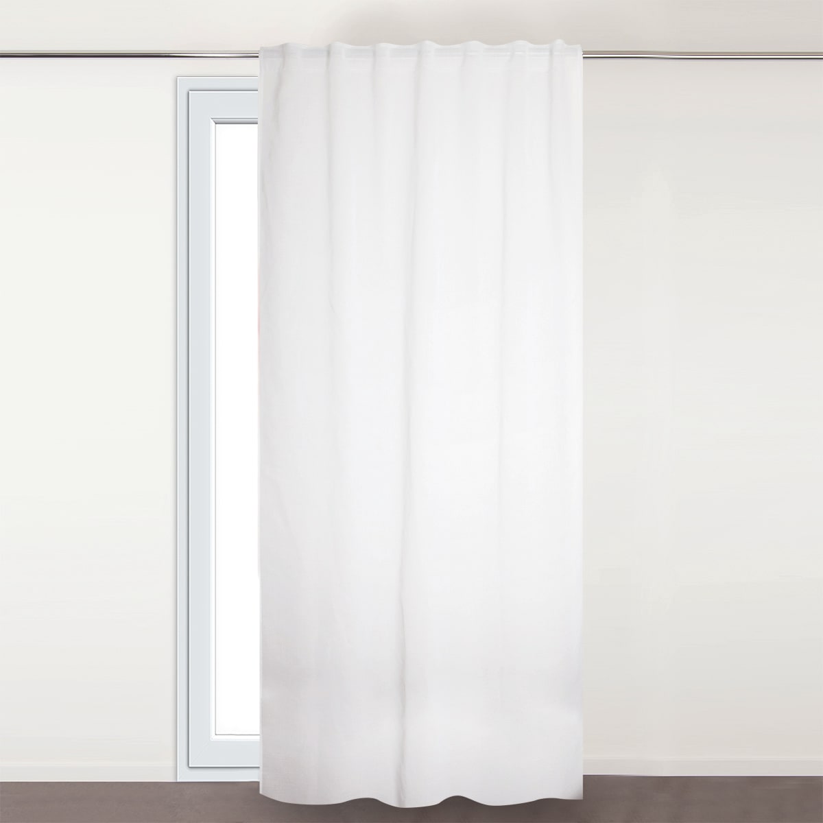 ACCADIA WHITE FILTER CURTAIN 140X280 WEBBING AND CONCEALED HANGING LOOP