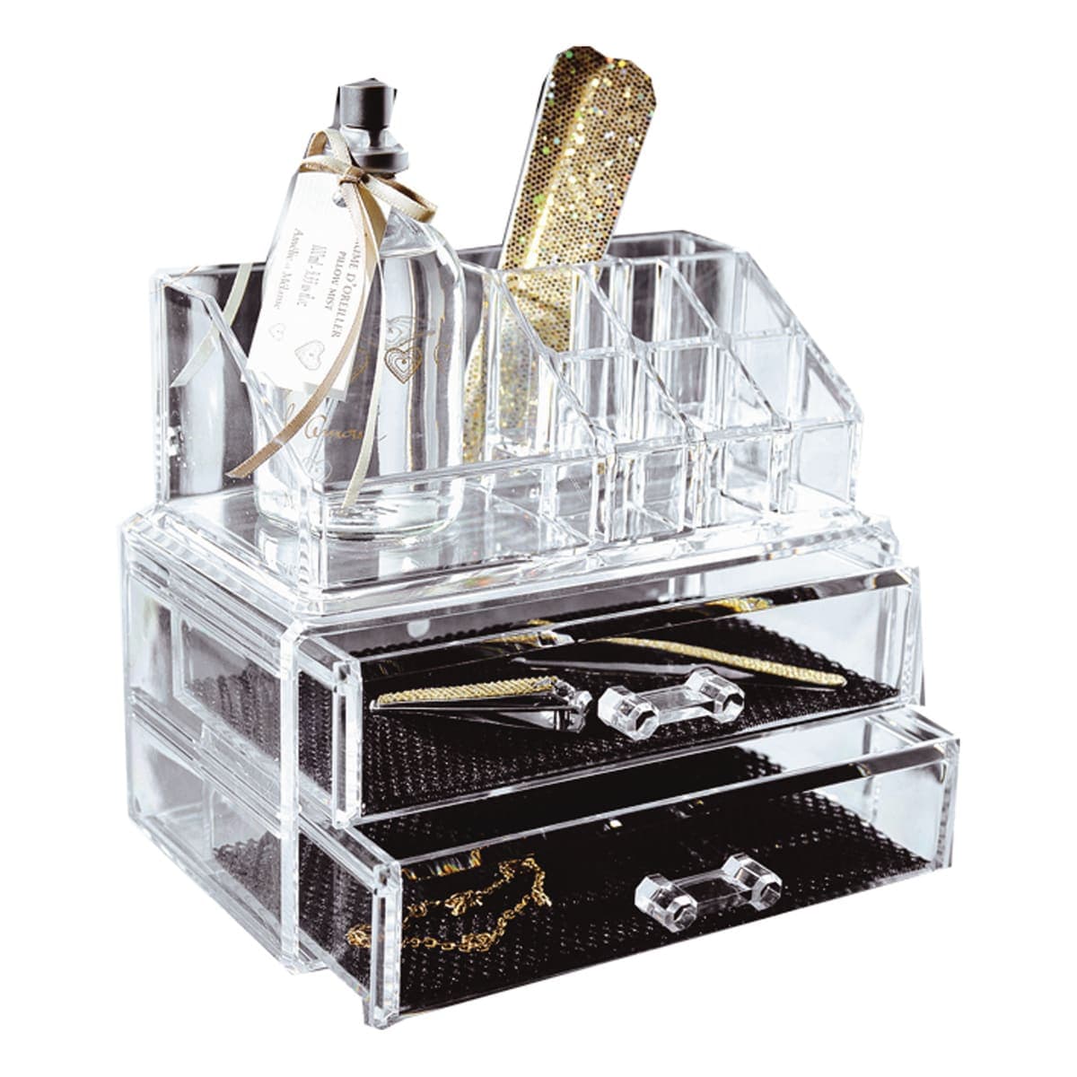 Bricocenter COSMETICS ORGANISER WITH 2 DRAWERS W18.8 D 11.7 H 15.8 CM