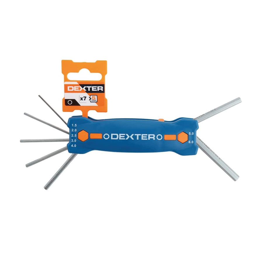 Bricocenter 7-PIECE SET OF DEXTER HEXAGON SOCKET SPANNERS, ASSORTED SIZES, STEEL