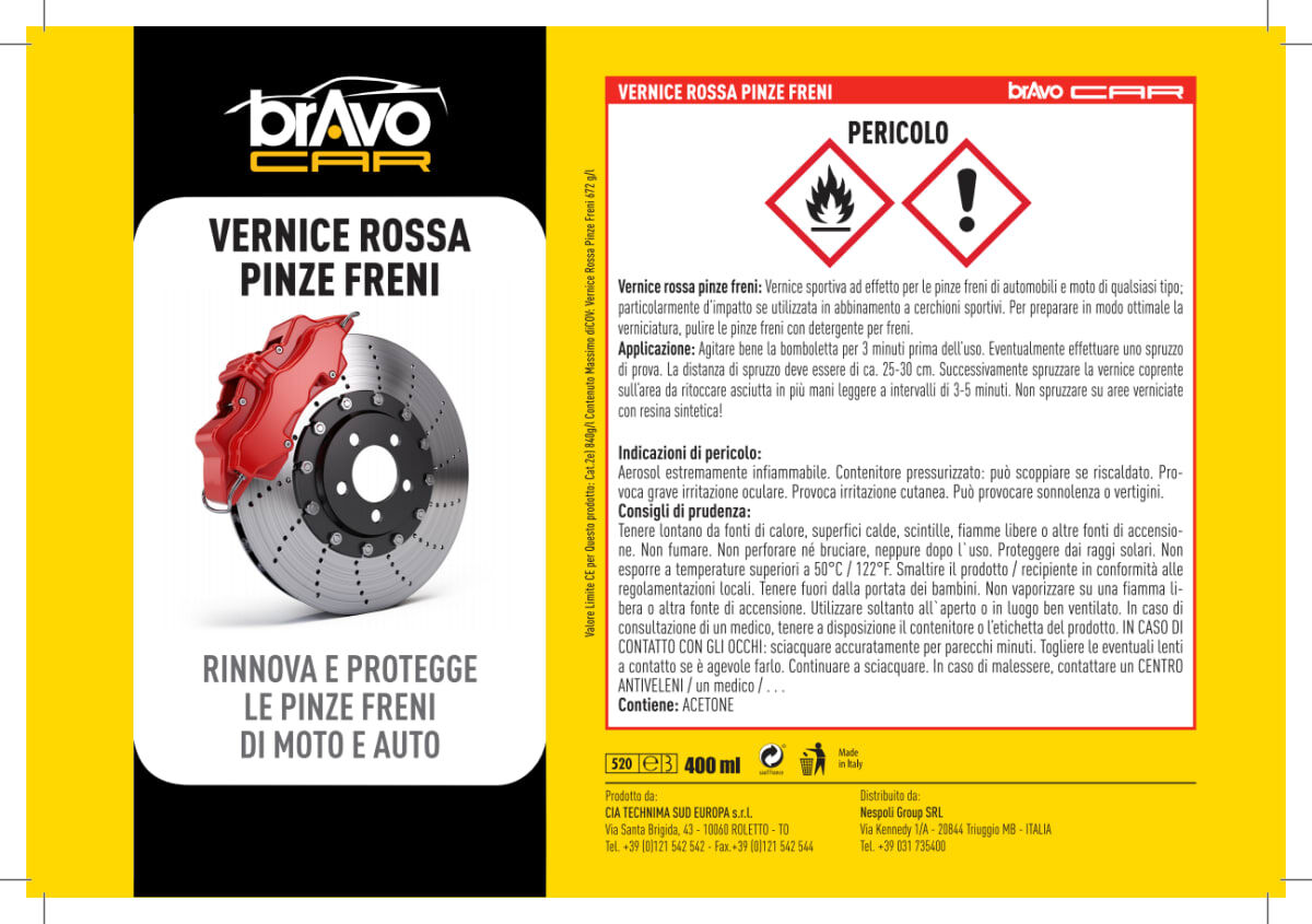 CALIPER AND BRAKE SPRAY RED 400 ML