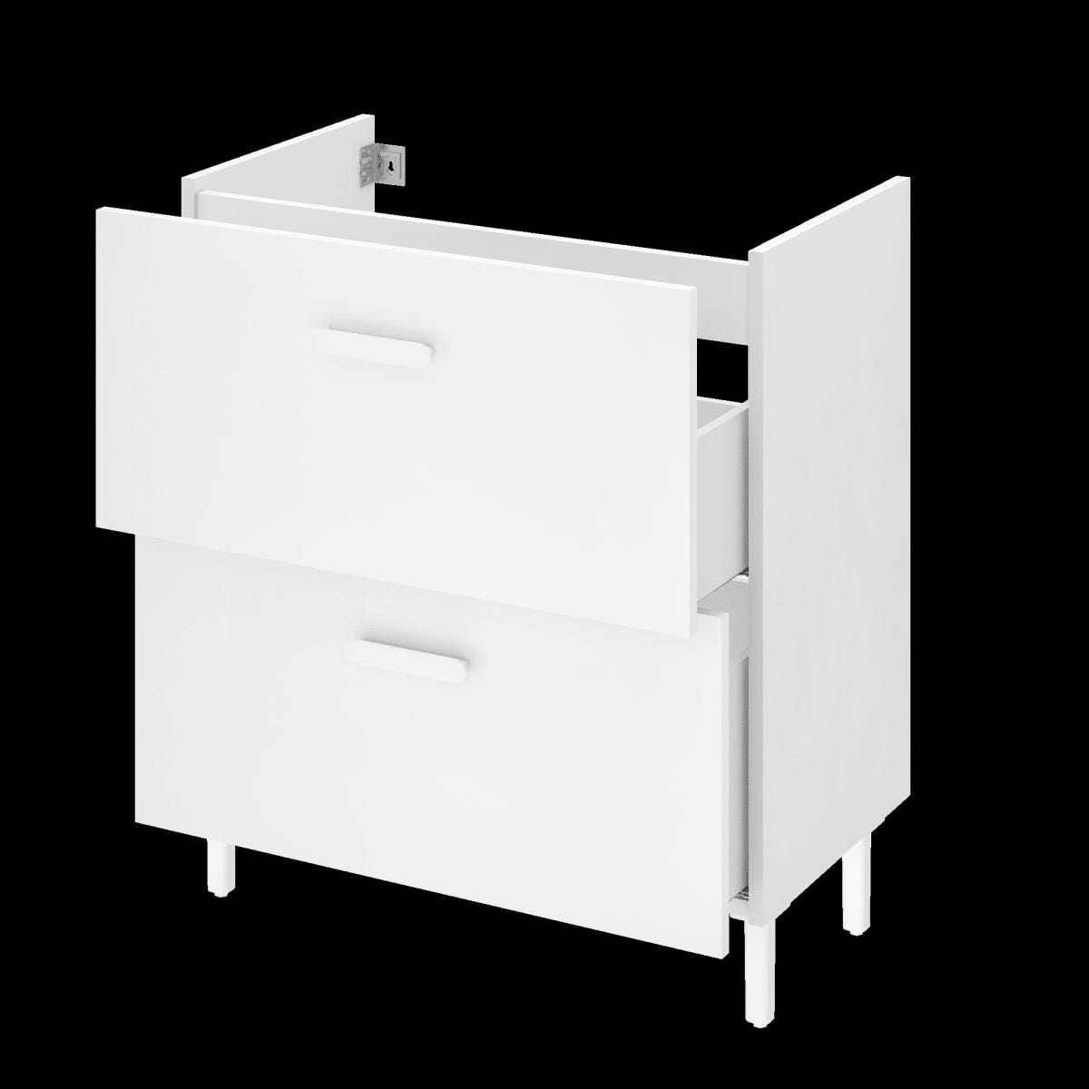 Bricocenter BASE MOBILE EASY 2 CASSETTI CM. L70XP40X79,5H BIANCO OPACO CON PIEDINI