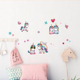STICKER WALL COLOURFUL UNICORNS 47X47CM