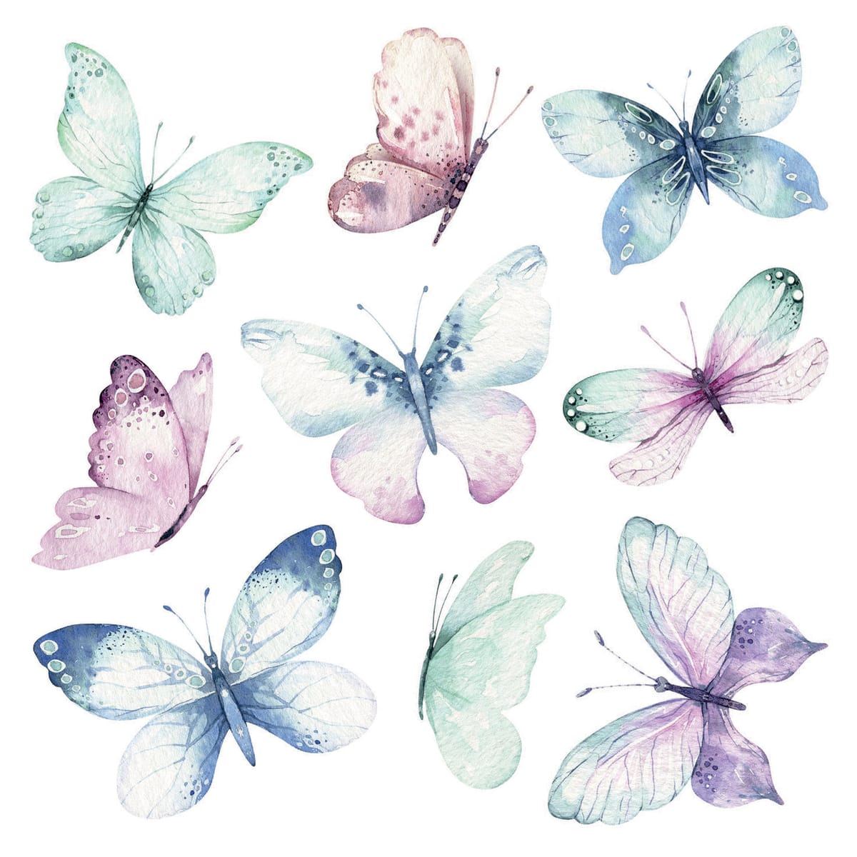 BUTTERFLIES WATERCOLOUR STICKER 31,5X34