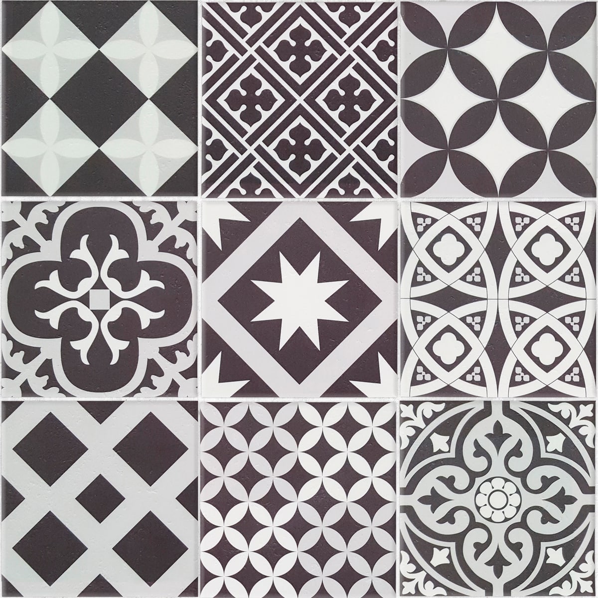 AZULEJOS TILE STICKER B&amp;W 30X30CM