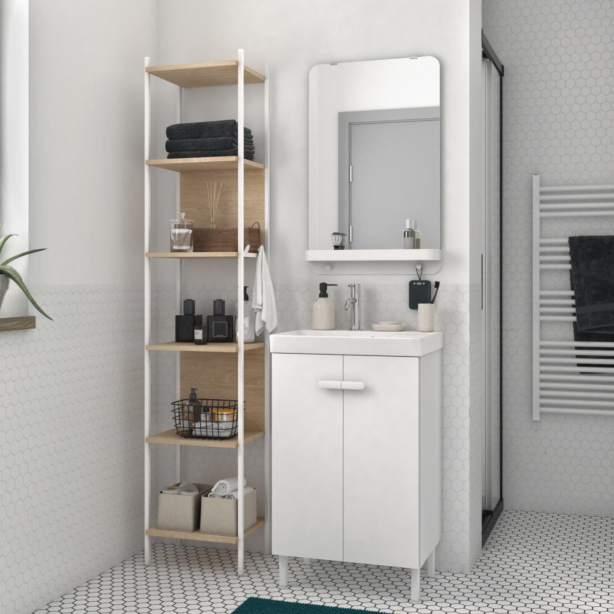 Bricocenter BASE MOBILE EASY 2 ANTE CM. L50XP40X79,5H BIANCO OPACO CON PIEDINI