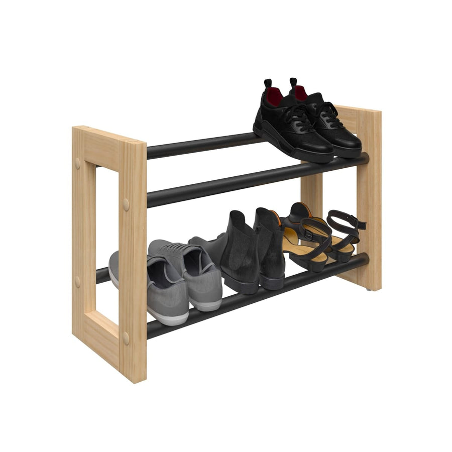 Bricocenter FLACKY EXTENDABLE AND STACKABLE WOODEN METAL SHOE SHELF SPACEO