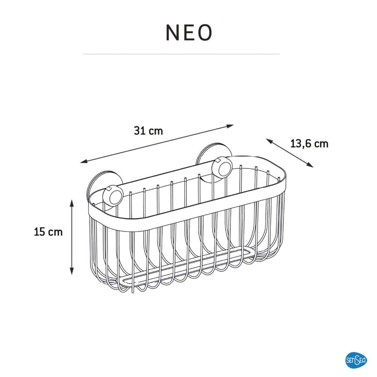 Bricocenter RECTANGULAR SHOWER BASKET W310 X D136 X H150MM POLISHED CHROME - SENSEA