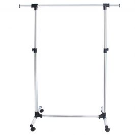 STAND WITH 1 BAR AND WHEELS W86.3xD51xH159CM CHROMIUM-METAL HEIGHT ADJUSTMENT