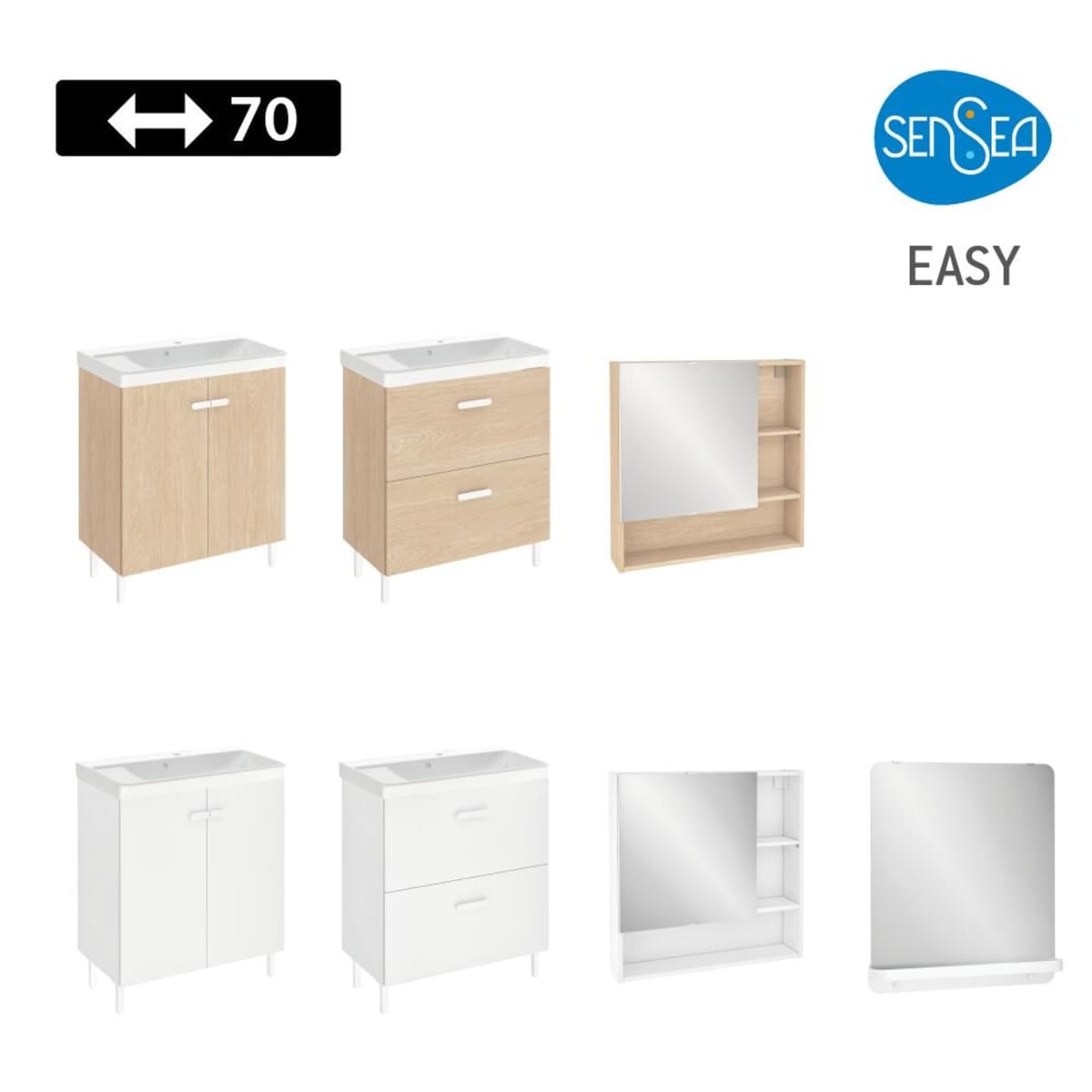 Bricocenter EASY MOBILE BASE UNIT 2 DOORS CM. L70XP40X79,5H MATT WHITE WITH FEET