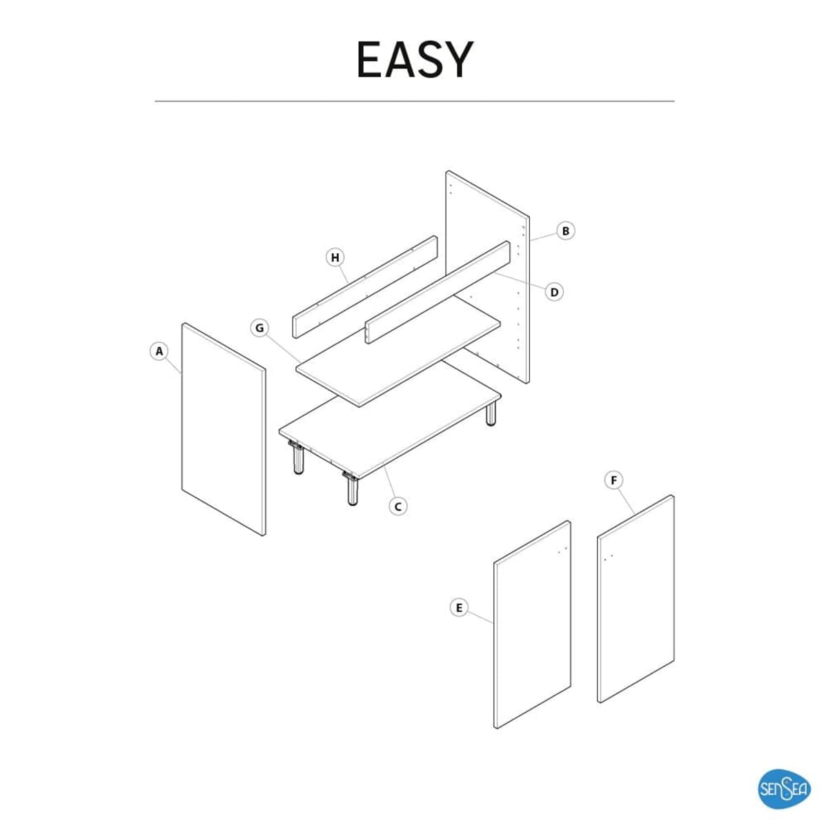 Bricocenter BASE MOBILE EASY 2 ANTE CM. L50XP40X79,5H BIANCO OPACO CON PIEDINI