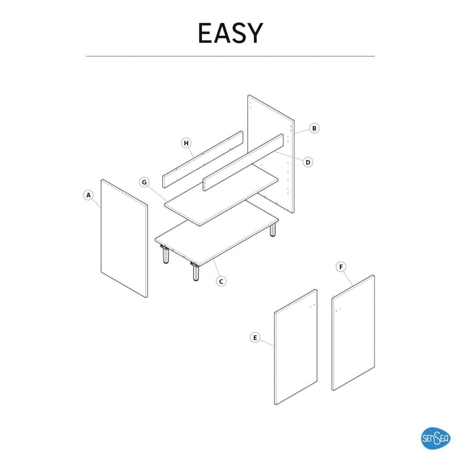Bricocenter BASE MOBILE EASY 2 ANTE CM. L50XP40X79,5H BIANCO OPACO CON PIEDINI