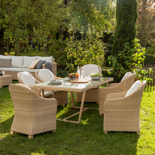 Set of 2 Naterial Medena dining chairs in wicker with an aluminium frame