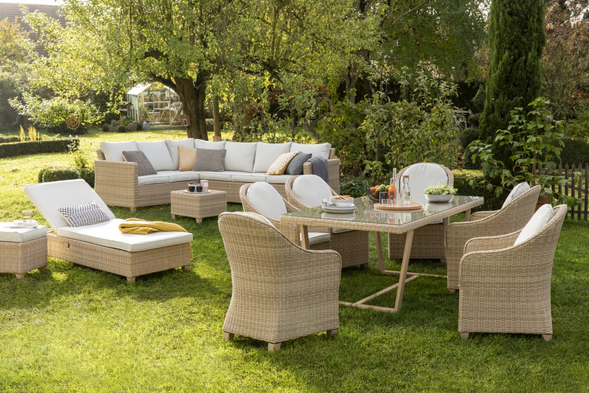 MEDENA NATERIAL TABLE 100X200X74 SYNTHETIC WICKER ALUMINUM AND GLASS