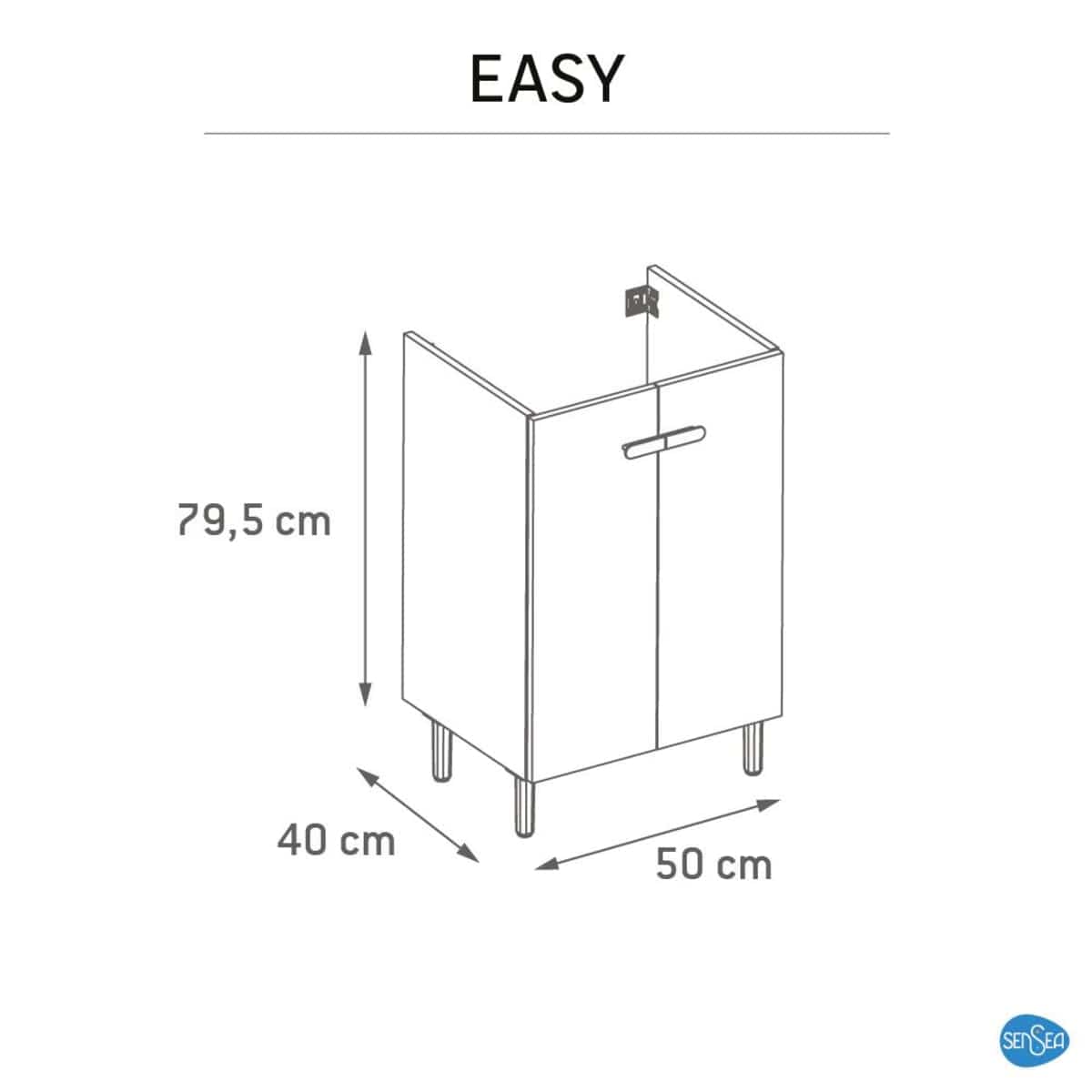 Bricocenter BASE MOBILE EASY 2 ANTE CM. L50XP40X79,5H BIANCO OPACO CON PIEDINI