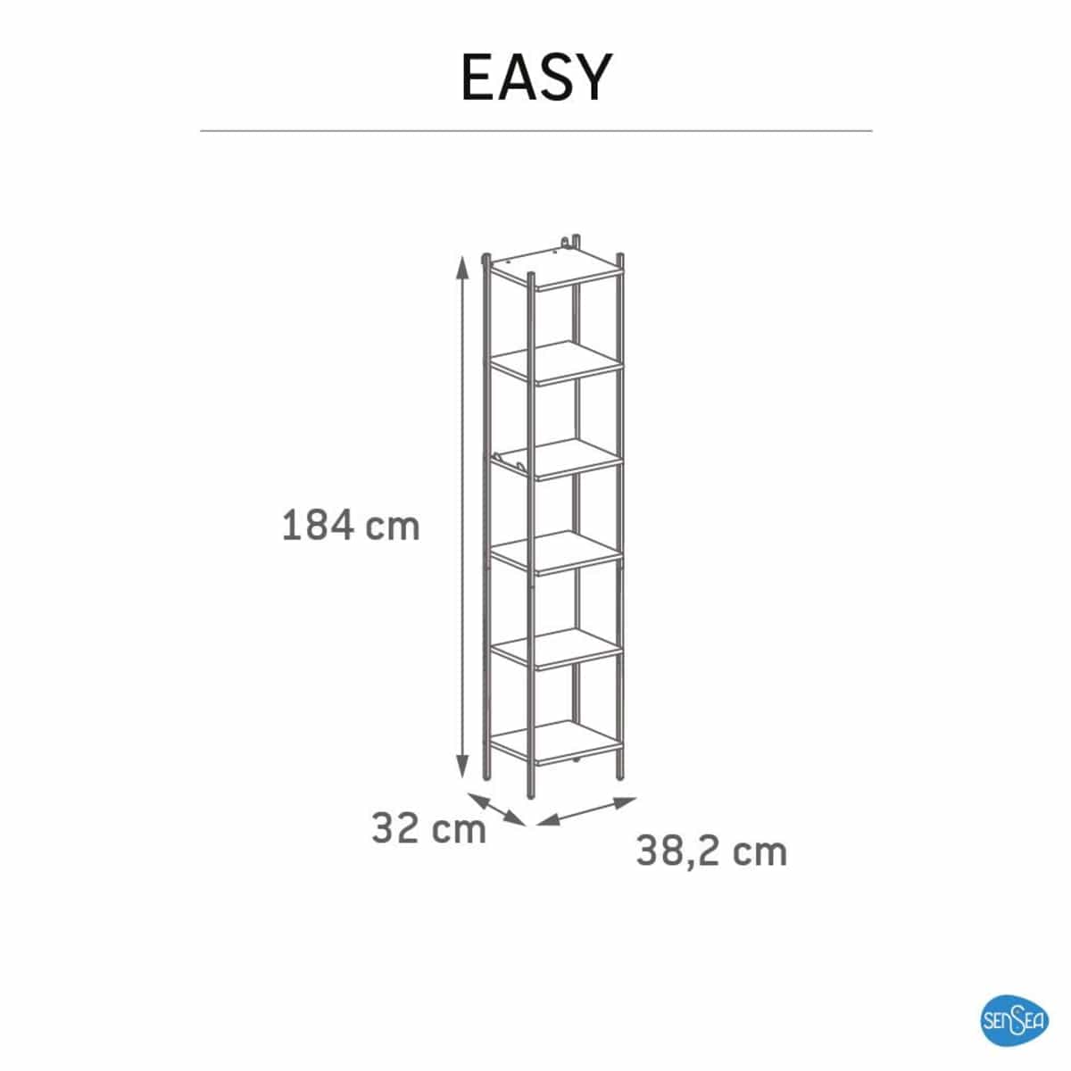 Bricocenter EASY COLUMN 6 SHELVES CM. L38.2XP32XH184 OAK/WHITE WITH FEET