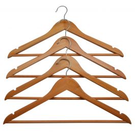 SET 4 NATURAL WOOD HANGERS 44.5 CM SPAC