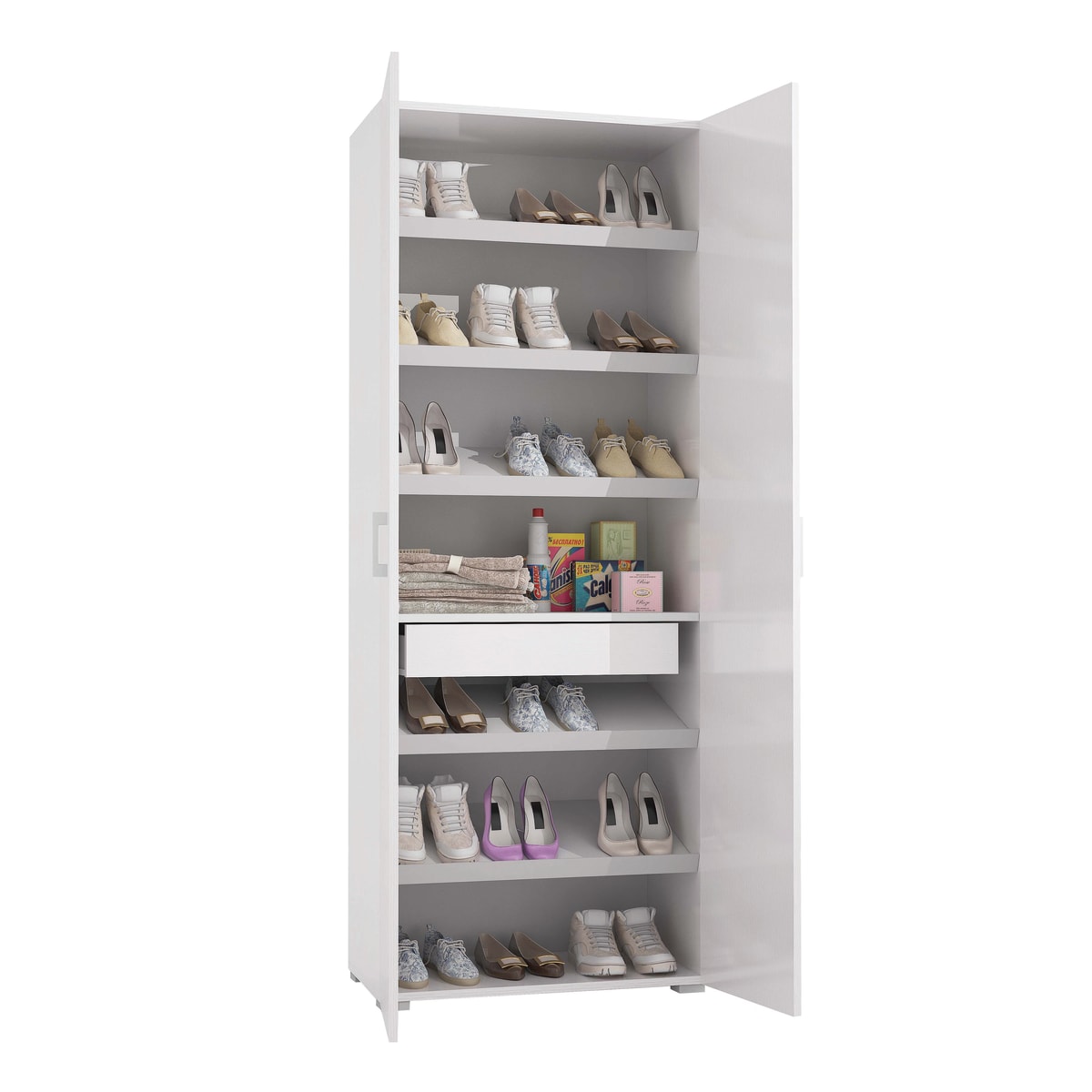 multi-purpose cupboard with 2 doors, 1 drawer, 6 interior shelves 72x37X195H