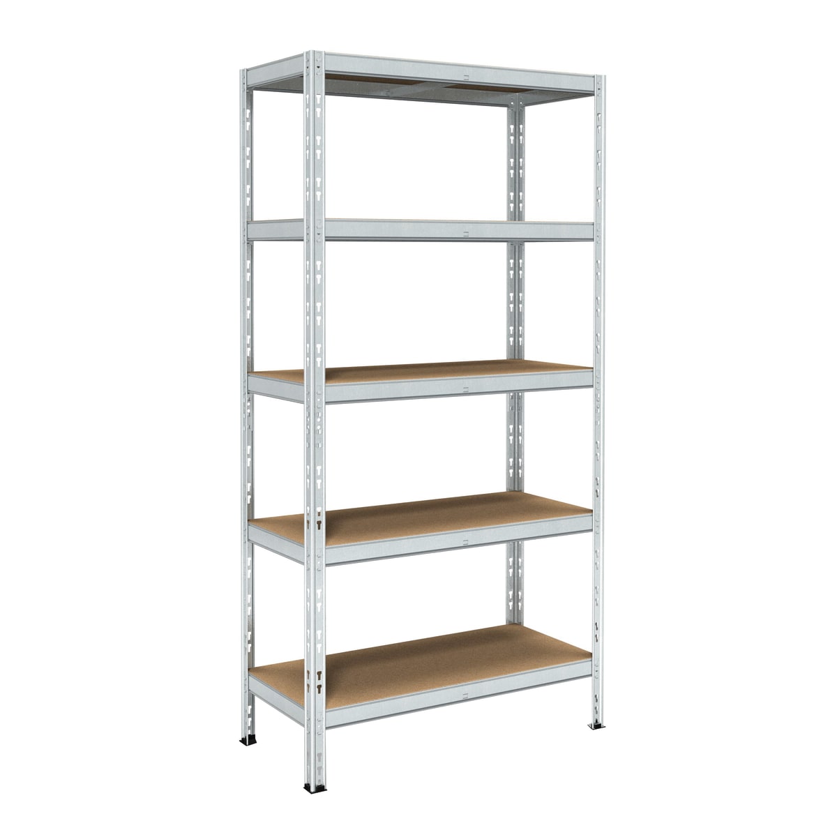 Metal and Wood Shelving L90XP40XH180CM, 175 KG, 5 Space Shelves