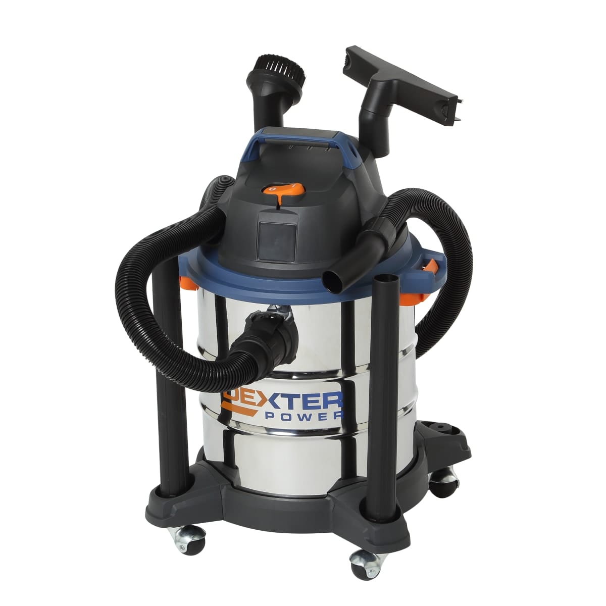 Bricocenter DEXTER STAINLESS STEEL DRUM VACUUM CLEANER, 20LT, 1400WATT