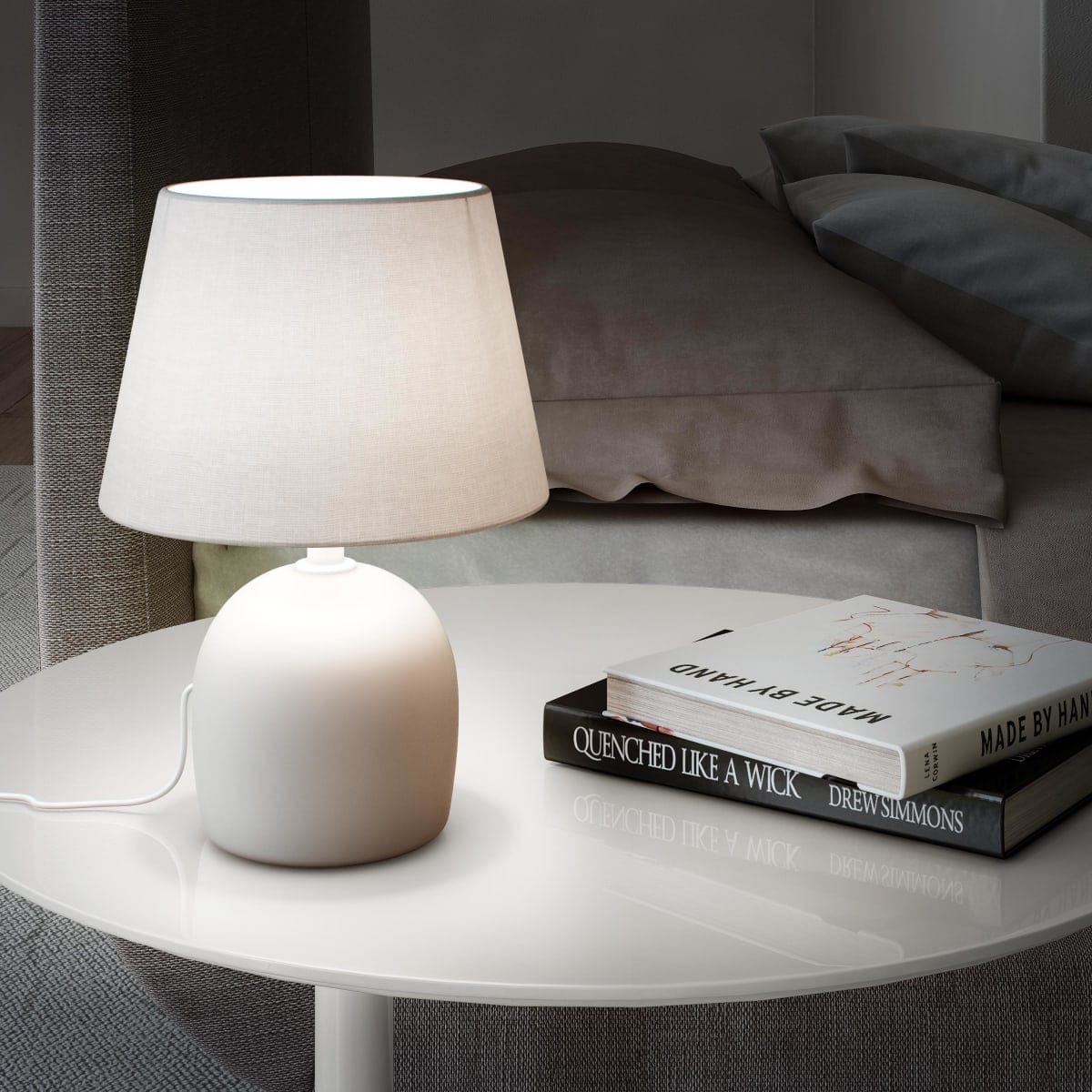 POKI TABLE LAMP CERAMIC GREY H24.5 E14=40W