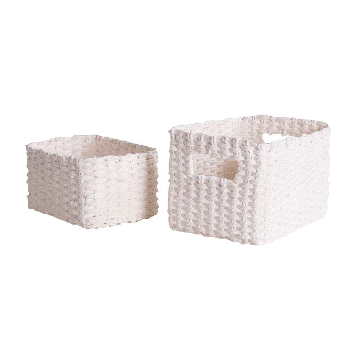 Bricocenter LISOU - SET 2 WOVEN PAPER BASKETS LARGE 21X16XH.14CM + SMALL 17X14XH.10CM - WHITE