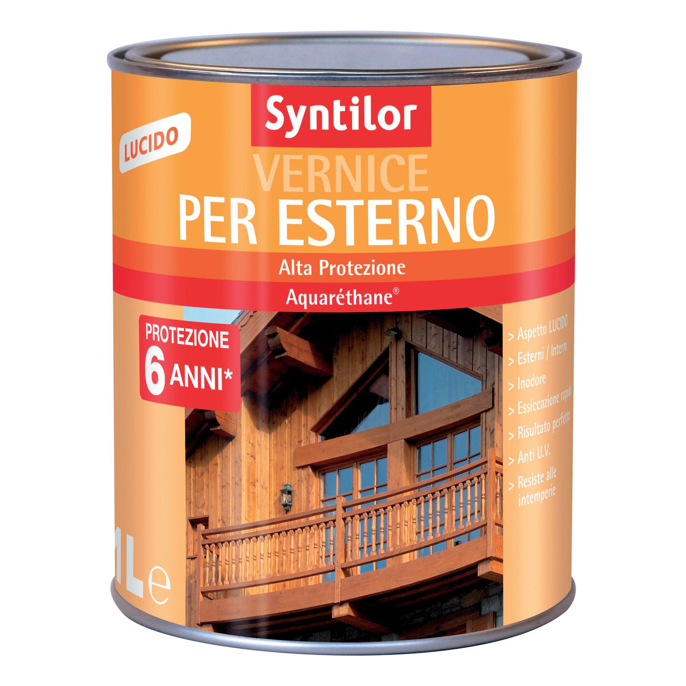 Syntilor water-based protective wood varnish, gloss white, high protection, 1 litre